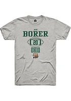 Jack Borer  Ohio Bobcats Ash Rally NIL Sport Icon Short Sleeve T Shirt