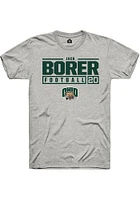 Jack Borer  Ohio Bobcats Ash Rally NIL Stacked Box Short Sleeve T Shirt