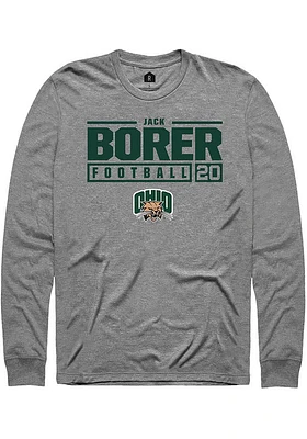 Jack Borer  Ohio Bobcats Graphite Rally NIL Stacked Box Long Sleeve T Shirt