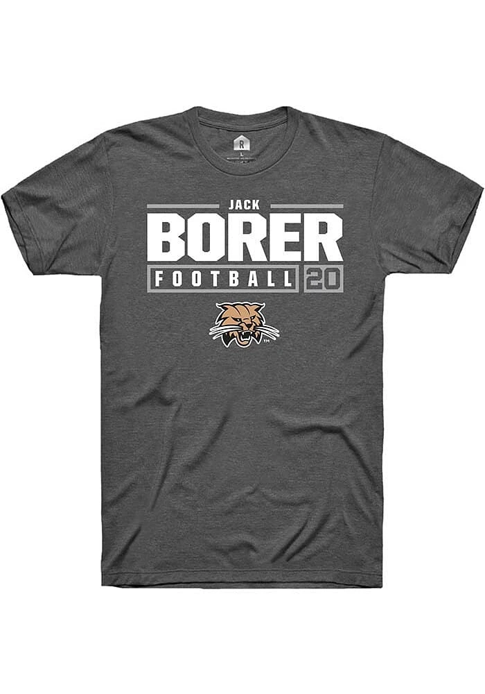 Jack Borer  Ohio Bobcats Dark Grey Rally NIL Stacked Box Short Sleeve T Shirt