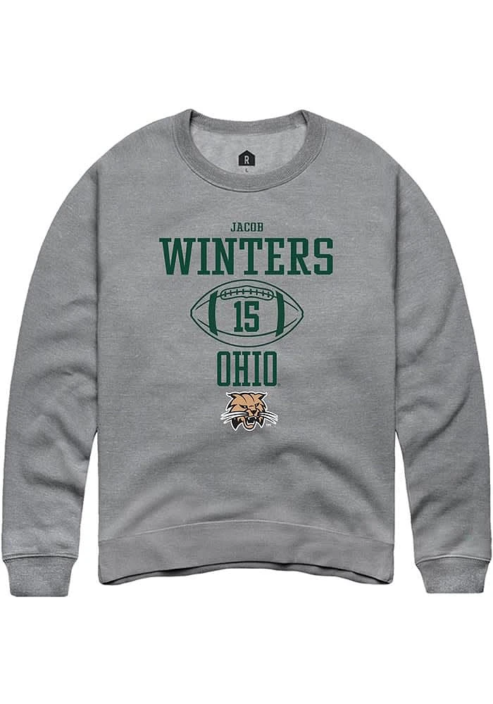 Jacob Winters  Rally Ohio Bobcats Mens Graphite NIL Sport Icon Long Sleeve Crew Sweatshirt