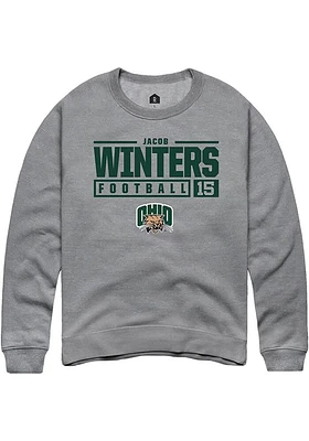 Jacob Winters  Rally Ohio Bobcats Mens Graphite NIL Stacked Box Long Sleeve Crew Sweatshirt