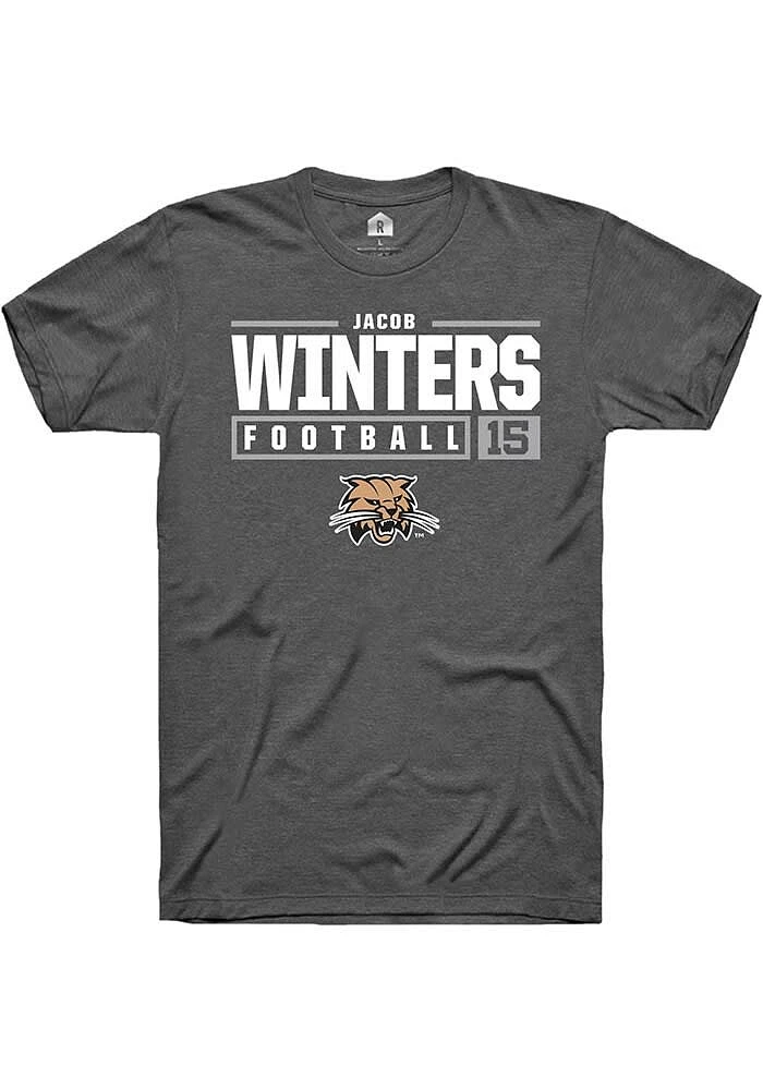 Jacob Winters  Ohio Bobcats Dark Grey Rally NIL Stacked Box Short Sleeve T Shirt