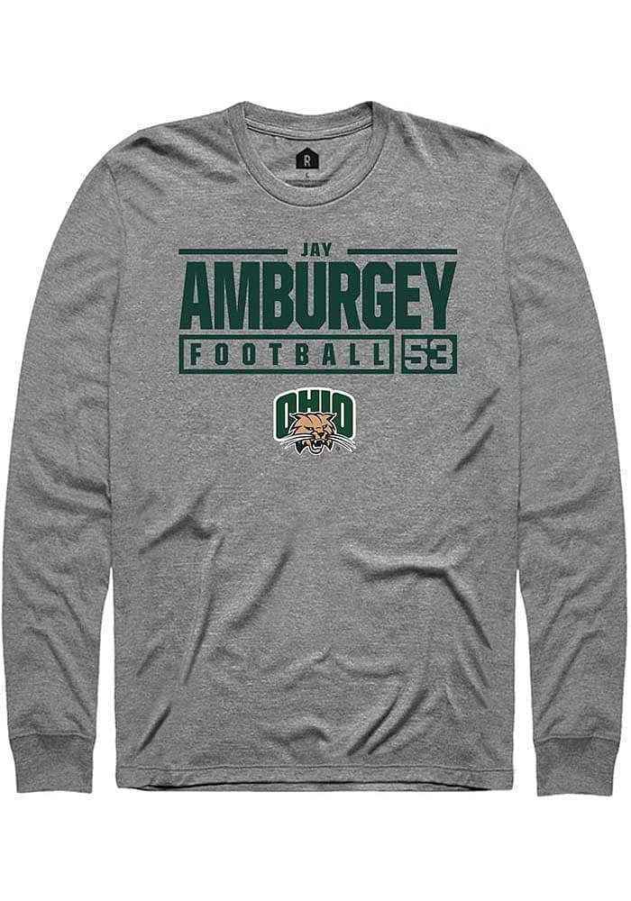 Jay Amburgey  Ohio Bobcats Graphite Rally NIL Stacked Box Long Sleeve T Shirt