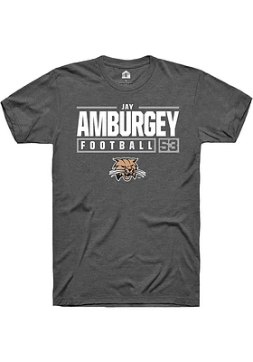 Jay Amburgey  Ohio Bobcats Dark Grey Rally NIL Stacked Box Short Sleeve T Shirt