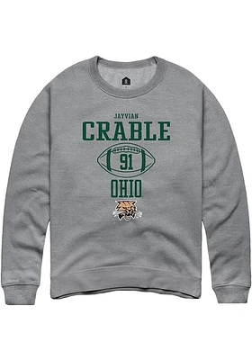 Jayvian Crable  Rally Ohio Bobcats Mens Graphite NIL Sport Icon Long Sleeve Crew Sweatshirt