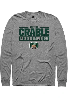 Jayvian Crable  Ohio Bobcats Graphite Rally NIL Stacked Box Long Sleeve T Shirt