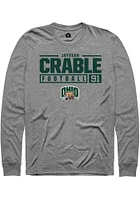 Jayvian Crable  Ohio Bobcats Graphite Rally NIL Stacked Box Long Sleeve T Shirt