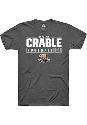 Jayvian Crable  Ohio Bobcats Dark Grey Rally NIL Stacked Box Short Sleeve T Shirt