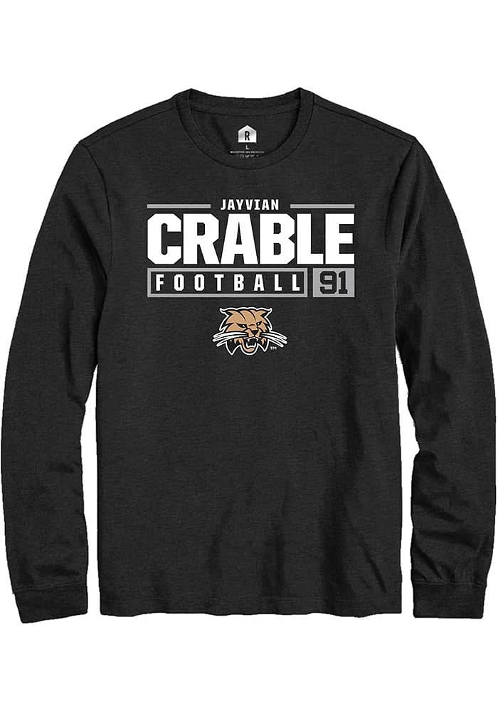 Jayvian Crable Ohio Bobcats Rally NIL Stacked Box Long Sleeve T Shirt