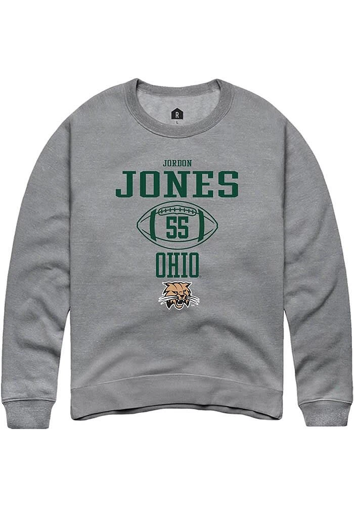 Jordon Jones  Rally Ohio Bobcats Mens Graphite NIL Sport Icon Long Sleeve Crew Sweatshirt