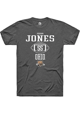 Jordon Jones  Ohio Bobcats Dark Grey Rally NIL Sport Icon Short Sleeve T Shirt