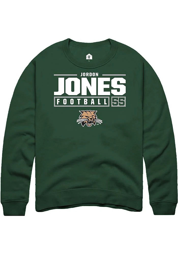 Jordon Jones Rally Ohio Bobcats Mens NIL Stacked Box Long Sleeve Crew Sweatshirt