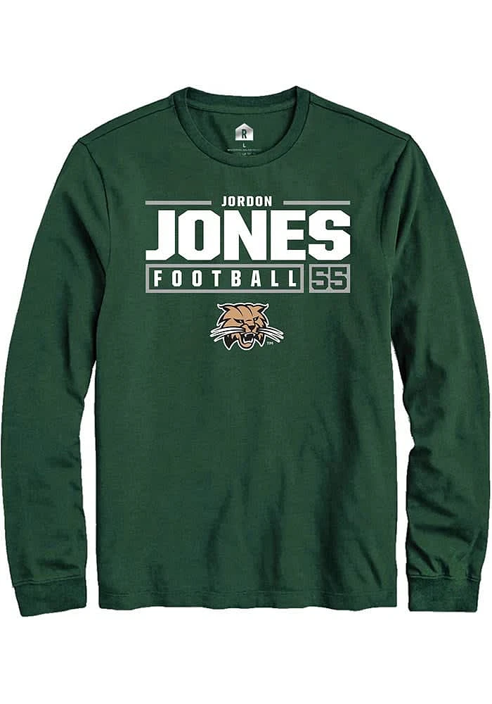 Jordon Jones Ohio Bobcats Rally NIL Stacked Box Long Sleeve T Shirt