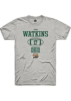 Juan Watkins  Ohio Bobcats Ash Rally NIL Sport Icon Short Sleeve T Shirt