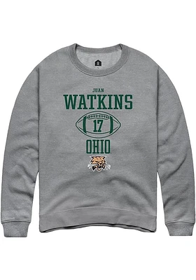 Juan Watkins  Rally Ohio Bobcats Mens Graphite NIL Sport Icon Long Sleeve Crew Sweatshirt