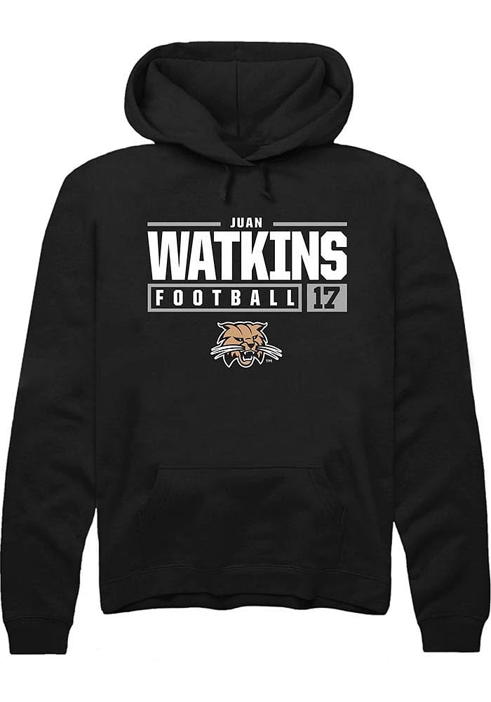 Juan Watkins Rally Ohio Bobcats Mens NIL Stacked Box Long Sleeve Hoodie