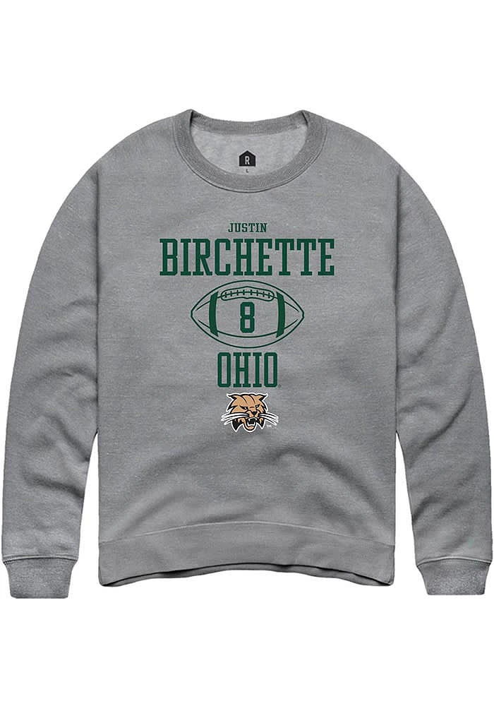 Justin Birchette  Rally Ohio Bobcats Mens Graphite NIL Sport Icon Long Sleeve Crew Sweatshirt