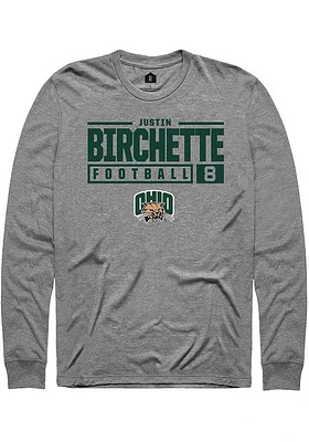 Justin Birchette  Ohio Bobcats Graphite Rally NIL Stacked Box Long Sleeve T Shirt