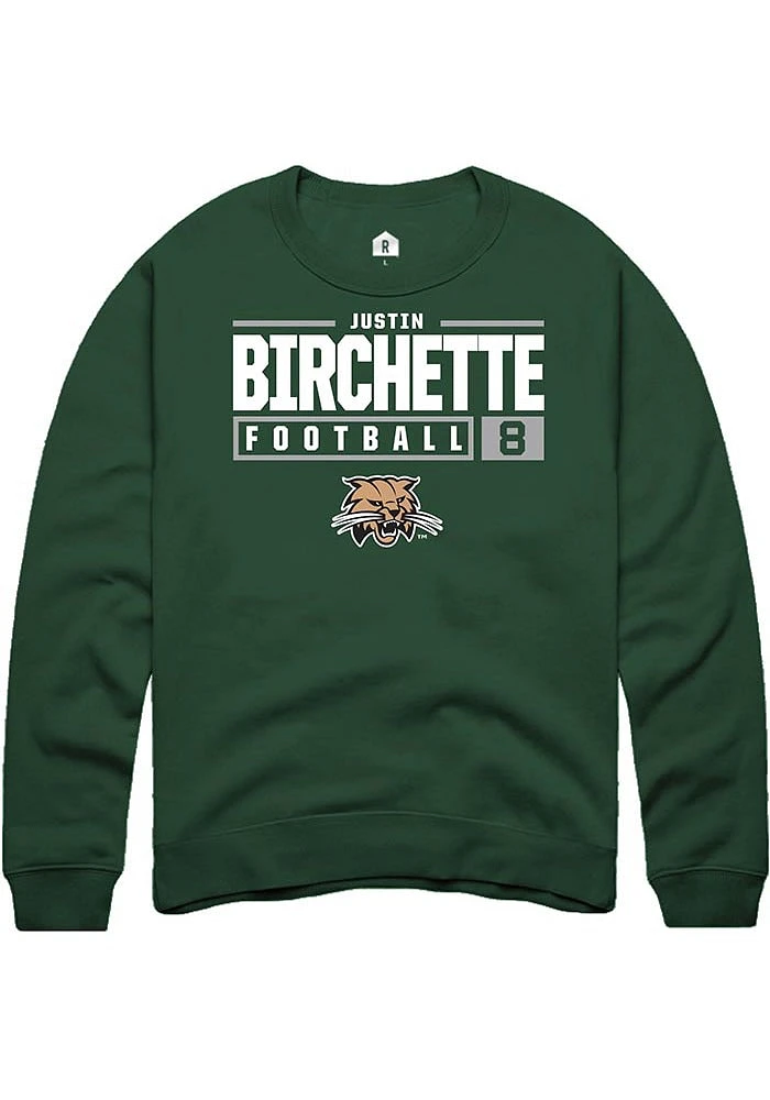 Justin Birchette Rally Ohio Bobcats Mens NIL Stacked Box Long Sleeve Crew Sweatshirt