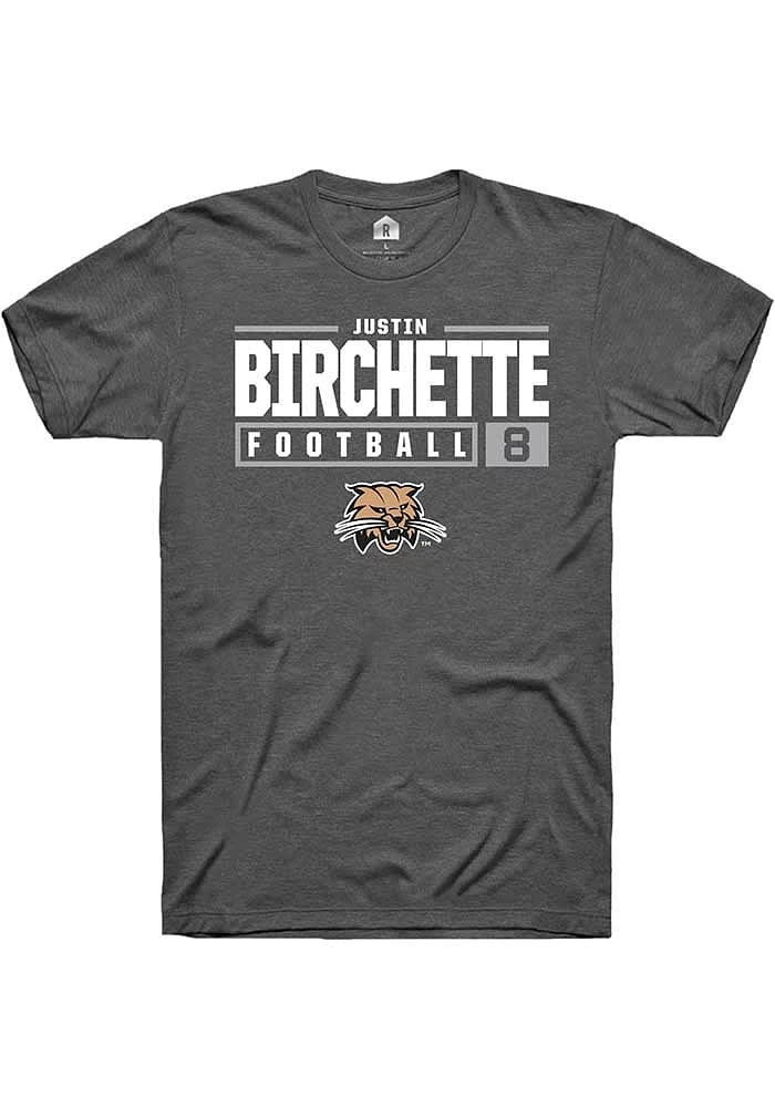 Justin Birchette  Ohio Bobcats Dark Grey Rally NIL Stacked Box Short Sleeve T Shirt