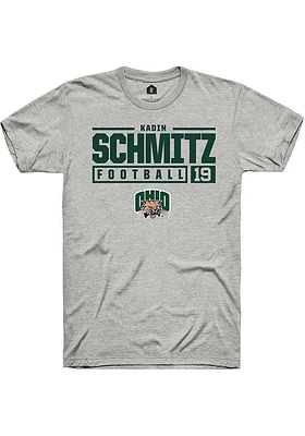 Kadin Schmitz  Ohio Bobcats Ash Rally NIL Stacked Box Short Sleeve T Shirt