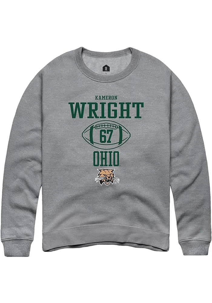 Kameron Wright  Rally Ohio Bobcats Mens Graphite NIL Sport Icon Long Sleeve Crew Sweatshirt