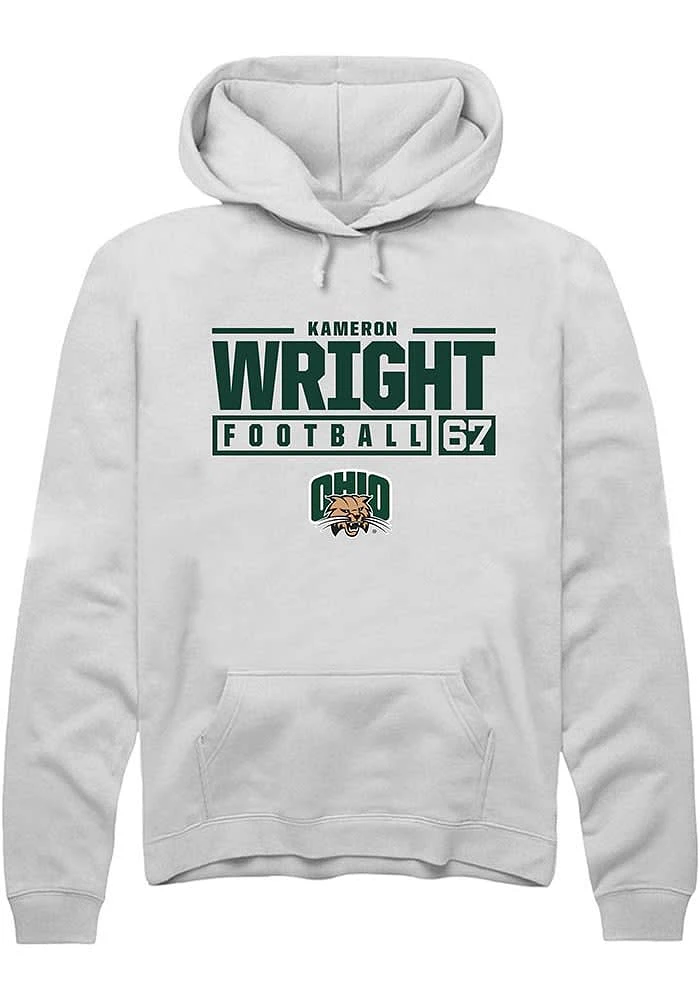 Kameron Wright Rally Ohio Bobcats Mens NIL Stacked Box Long Sleeve Hoodie