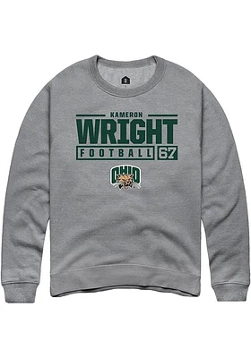 Kameron Wright  Rally Ohio Bobcats Mens Graphite NIL Stacked Box Long Sleeve Crew Sweatshirt