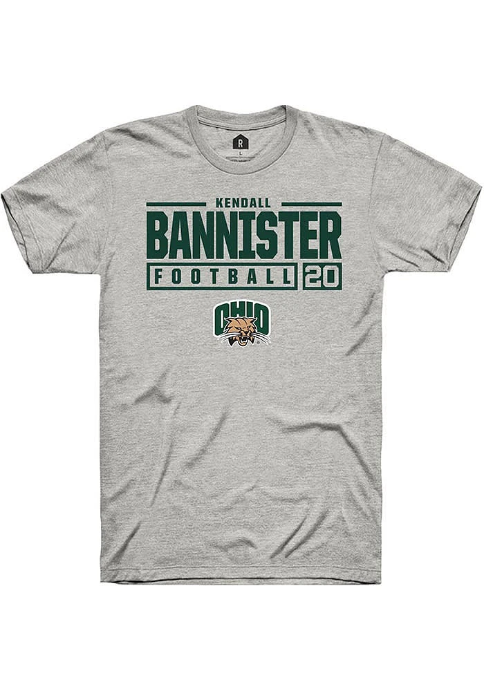 Kendall Bannister  Ohio Bobcats Ash Rally NIL Stacked Box Short Sleeve T Shirt