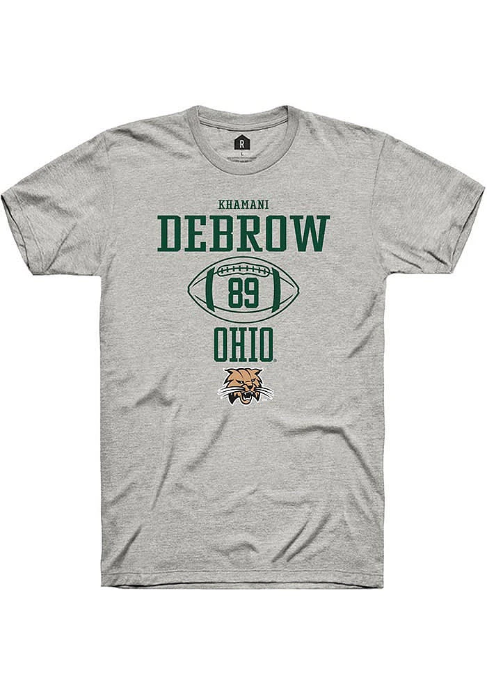 Khamani Debrow  Ohio Bobcats Ash Rally NIL Sport Icon Short Sleeve T Shirt