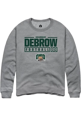 Khamani Debrow  Rally Ohio Bobcats Mens Graphite NIL Stacked Box Long Sleeve Crew Sweatshirt