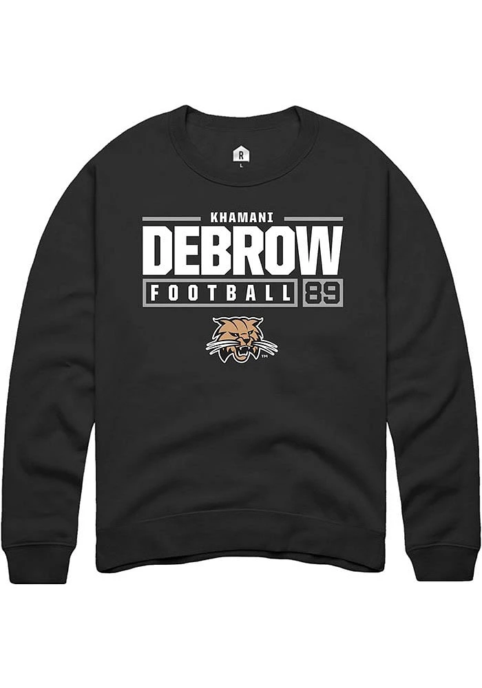 Khamani Debrow Rally Ohio Bobcats Mens NIL Stacked Box Long Sleeve Crew Sweatshirt