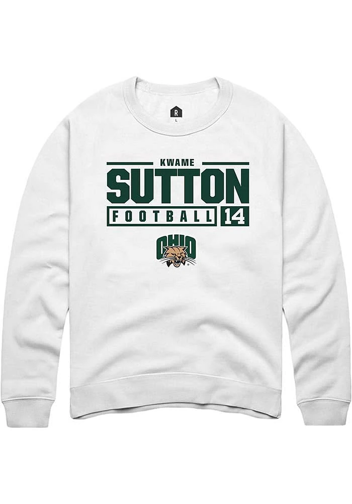 Kwame Sutton Rally Ohio Bobcats Mens NIL Stacked Box Long Sleeve Crew Sweatshirt