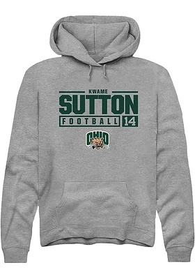 Kwame Sutton  Rally Ohio Bobcats Mens Graphite NIL Stacked Box Long Sleeve Hoodie