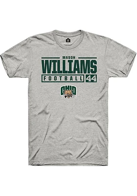 Mason Williams  Ohio Bobcats Ash Rally NIL Stacked Box Short Sleeve T Shirt