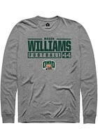 Mason Williams  Ohio Bobcats Graphite Rally NIL Stacked Box Long Sleeve T Shirt