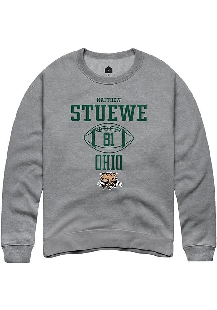 Matthew Stuewe  Rally Ohio Bobcats Mens Graphite NIL Sport Icon Long Sleeve Crew Sweatshirt