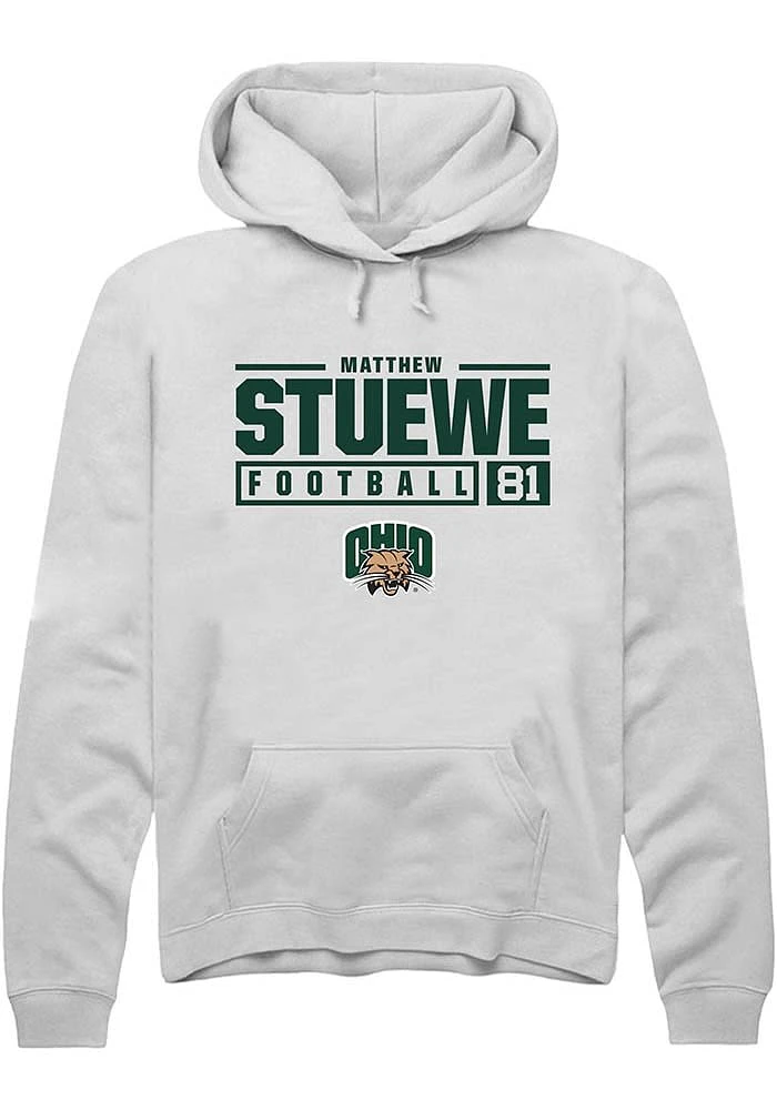 Matthew Stuewe Rally Ohio Bobcats Mens NIL Stacked Box Long Sleeve Hoodie