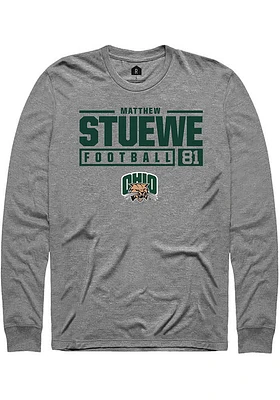 Matthew Stuewe  Ohio Bobcats Graphite Rally NIL Stacked Box Long Sleeve T Shirt