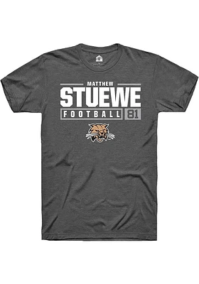 Matthew Stuewe  Ohio Bobcats Dark Grey Rally NIL Stacked Box Short Sleeve T Shirt