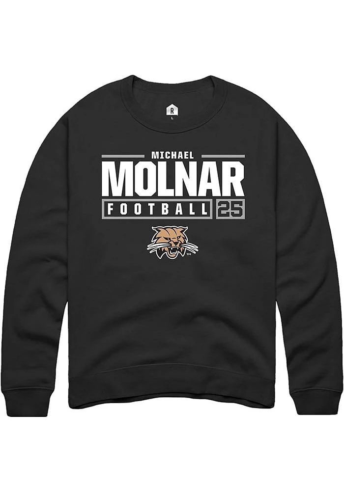 Michael Molnar Rally Ohio Bobcats Mens NIL Stacked Box Long Sleeve Crew Sweatshirt