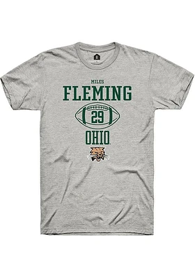 Miles Fleming  Ohio Bobcats Ash Rally NIL Sport Icon Short Sleeve T Shirt