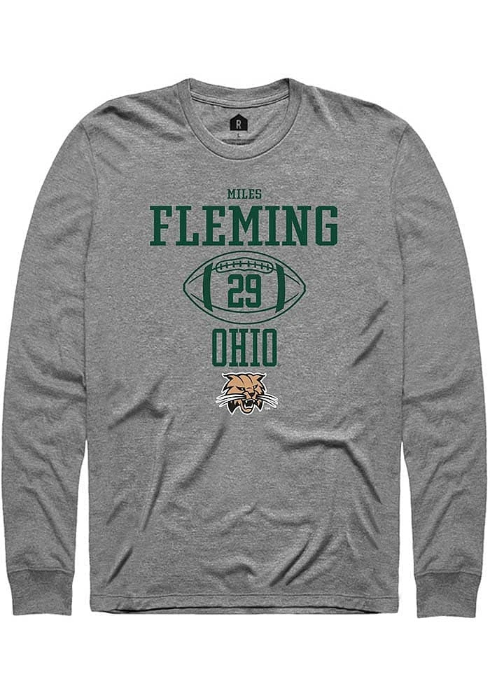 Miles Fleming  Ohio Bobcats Graphite Rally NIL Sport Icon Long Sleeve T Shirt