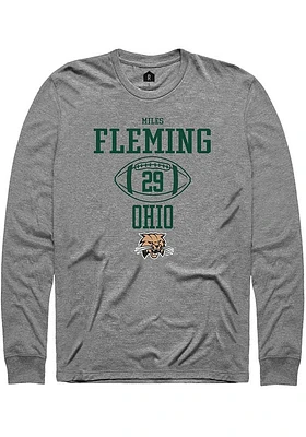 Miles Fleming  Ohio Bobcats Graphite Rally NIL Sport Icon Long Sleeve T Shirt