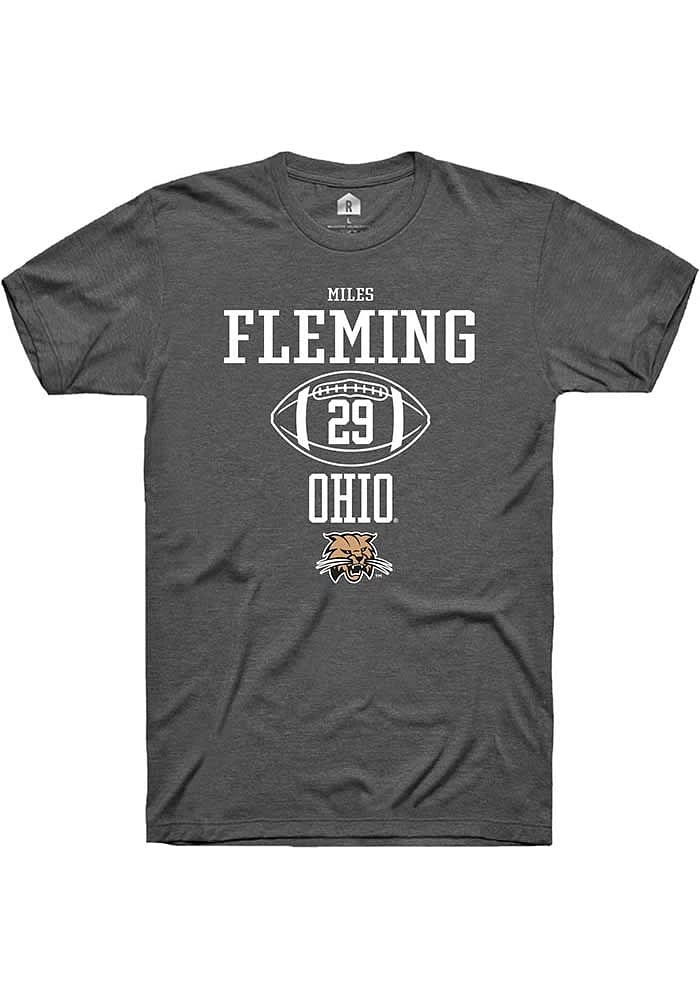 Miles Fleming  Ohio Bobcats Dark Grey Rally NIL Sport Icon Short Sleeve T Shirt