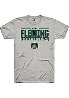 Miles Fleming  Ohio Bobcats Ash Rally NIL Stacked Box Short Sleeve T Shirt