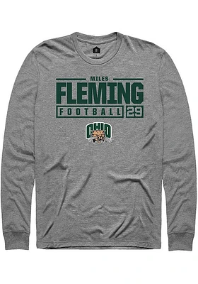 Miles Fleming  Ohio Bobcats Graphite Rally NIL Stacked Box Long Sleeve T Shirt