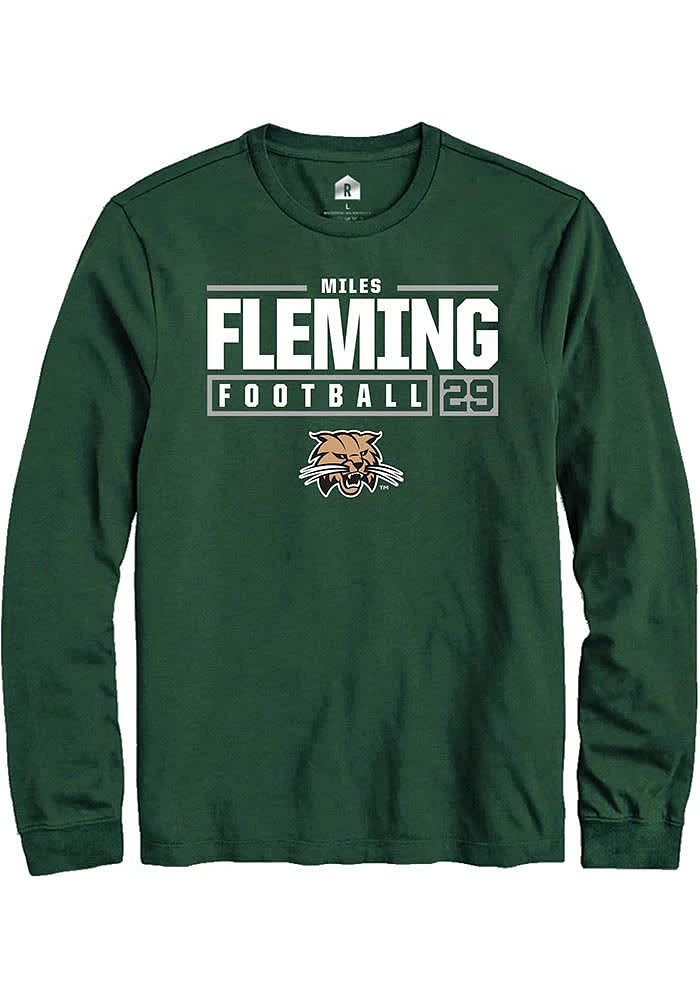 Miles Fleming Ohio Bobcats Rally NIL Stacked Box Long Sleeve T Shirt