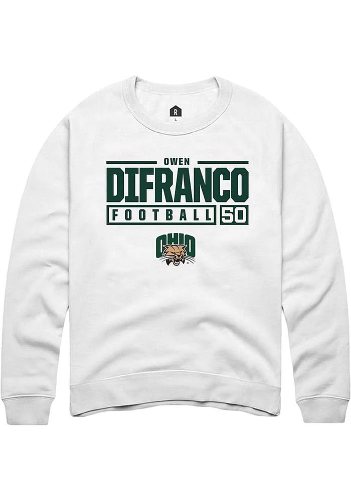 Owen DiFranco Rally Ohio Bobcats Mens NIL Stacked Box Long Sleeve Crew Sweatshirt